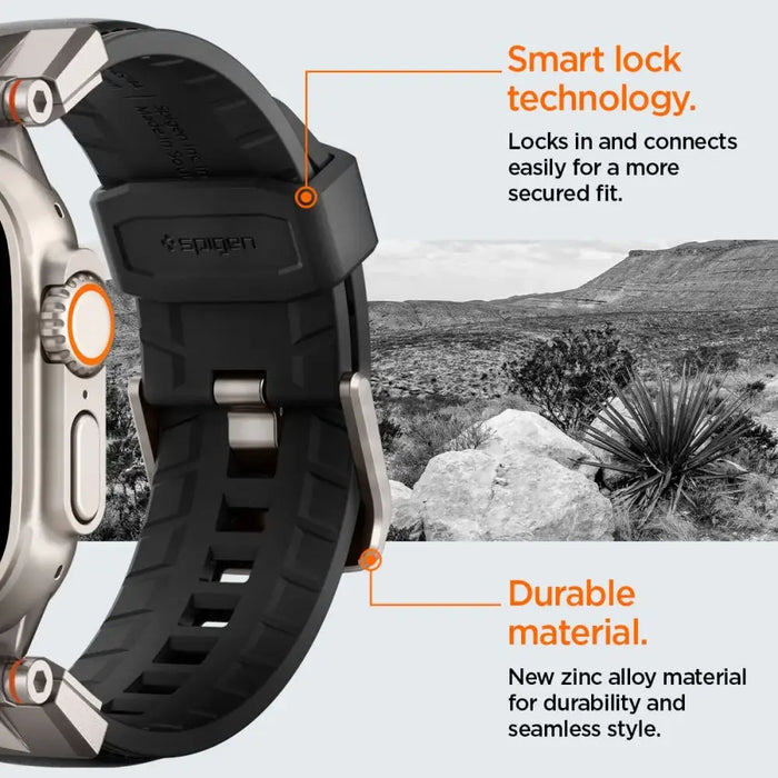 Spigen Durapro Armor PU Strap for Apple Watch 4/5/6/7/8/9/SE/Ultra 1/2 (42 / 44 / 45 / 49 mm) - Black - Other cell