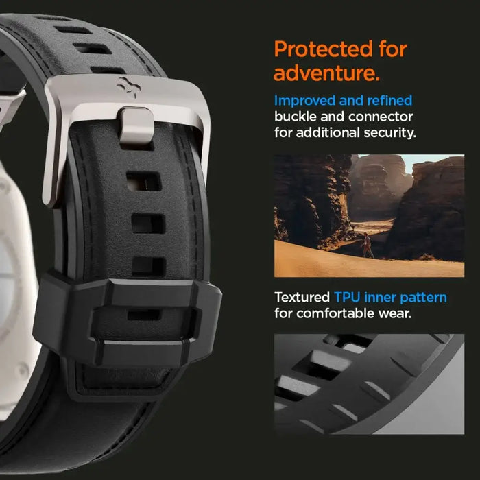 Spigen Durapro Armor PU Strap for Apple Watch 4/5/6/7/8/9/SE/Ultra 1/2 (42 / 44 / 45 / 49 mm) - Black - Other cell