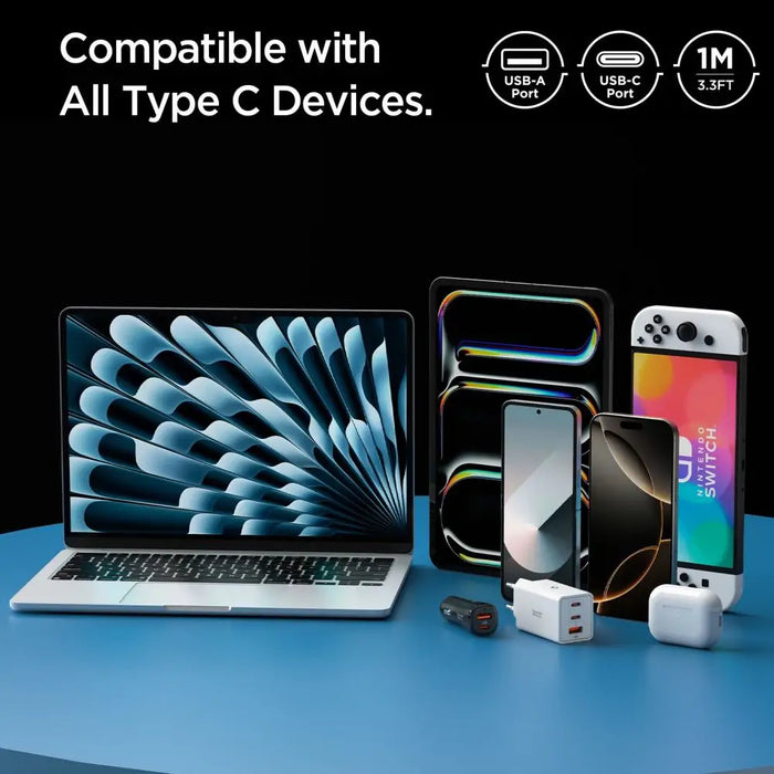 Spigen EB6010AC USB-A / USB-C 60W Cable 100 cm - White - Cables and tapes<<<HurtelXML