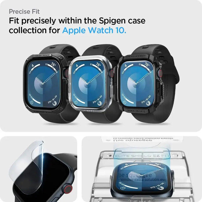 Spigen Elite Shield ”EZ FIT” Hybrid Glass 2-PACK for Apple Watch 10 (46MM) - Clear - Cell phone tempered