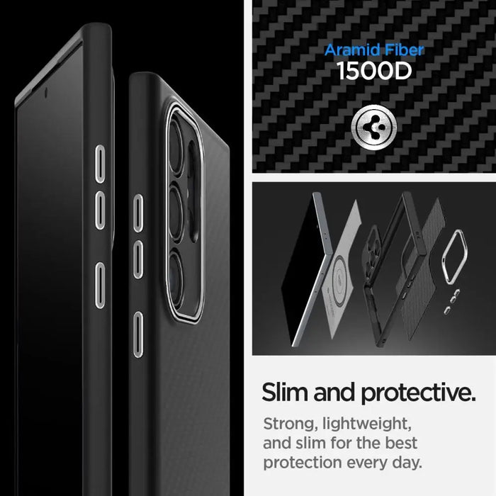 Spigen Enzo Aramid Case for Samsung Galaxy S24 Ultra - Matte Black - Cell phone cases and covers<<<HurtelXML