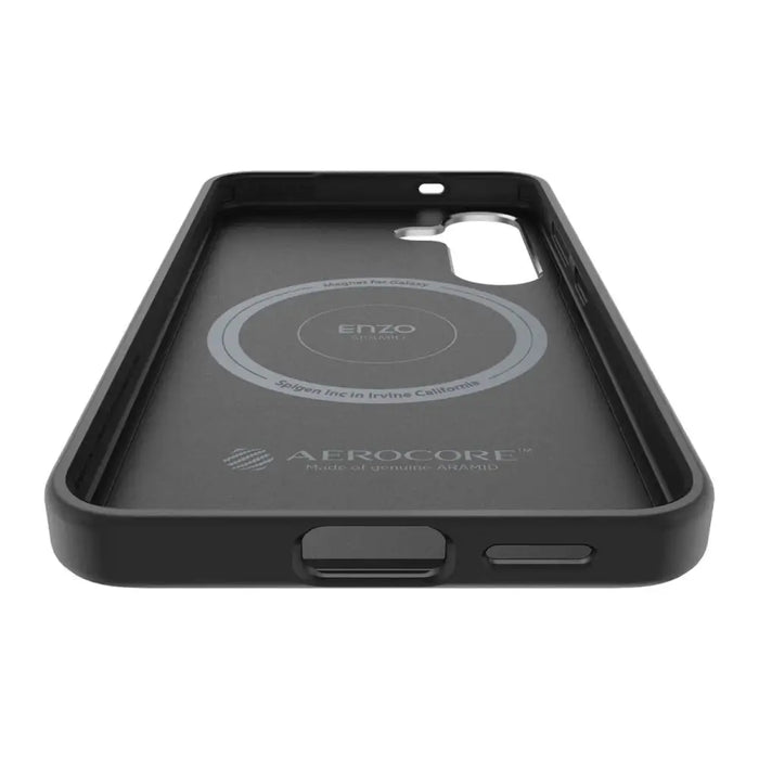 Spigen Enzo Aramid GP-FPS931PGABW Silicone Case with Built-in MagFit Ring for Samsung Galaxy S25 - Black - Cell phone