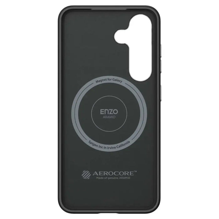 Spigen Enzo Aramid GP-FPS931PGABW Silicone Case with Built-in MagFit Ring for Samsung Galaxy S25 - Black - Cell phone