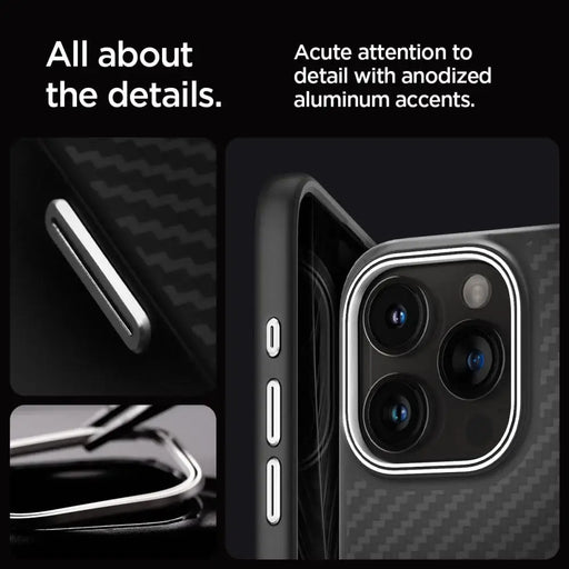 Spigen Enzo Aramid Mag Case with MagSafe for iPhone 15 Pro - Matte Black - Cell phone cases