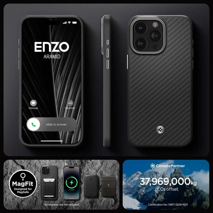 Spigen Enzo Aramid Mag Case with MagSafe for iPhone 15 Pro Max - Matte Black - Cell phone cases and covers<<<HurtelXML