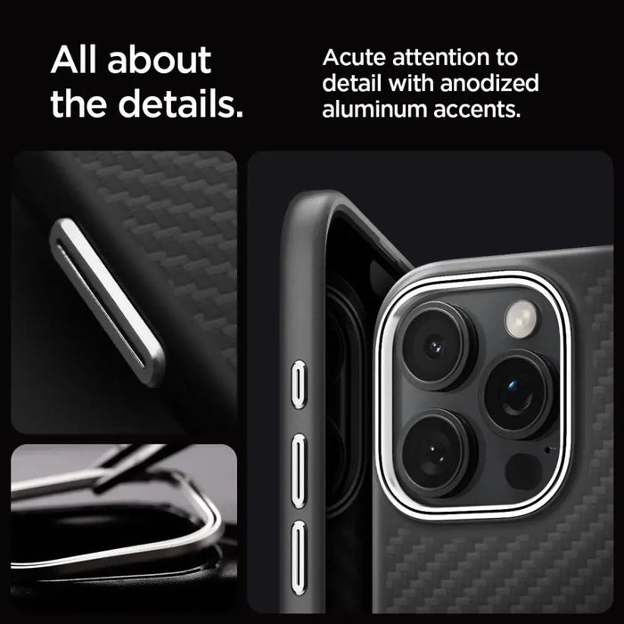 Spigen Enzo Aramid Mag Case with MagSafe for iPhone 16 Pro - Black and Silver - Cell phone cases and covers<<<HurtelXML