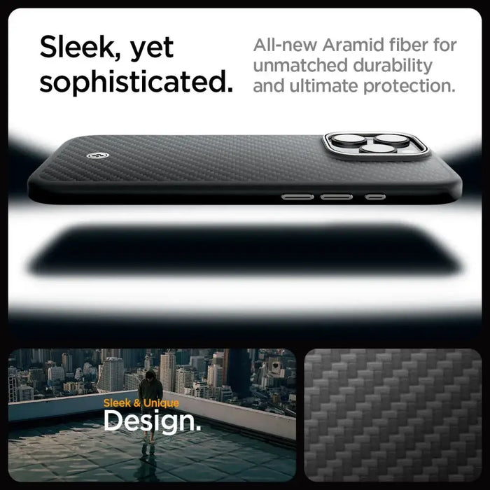 Spigen Enzo Aramid Mag Case with MagSafe for iPhone 16 Pro - Matte Black - Cell phone cases and covers<<<HurtelXML