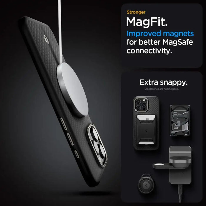 Spigen Enzo Aramid Mag Case with MagSafe for iPhone 16 Pro - Matte Black - Cell phone cases and covers<<<HurtelXML