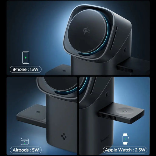 Spigen Essential EF223MS 3-in-1 QI2 Wireless Charger - Black - Cell phone USB charger<<<HurtelXML