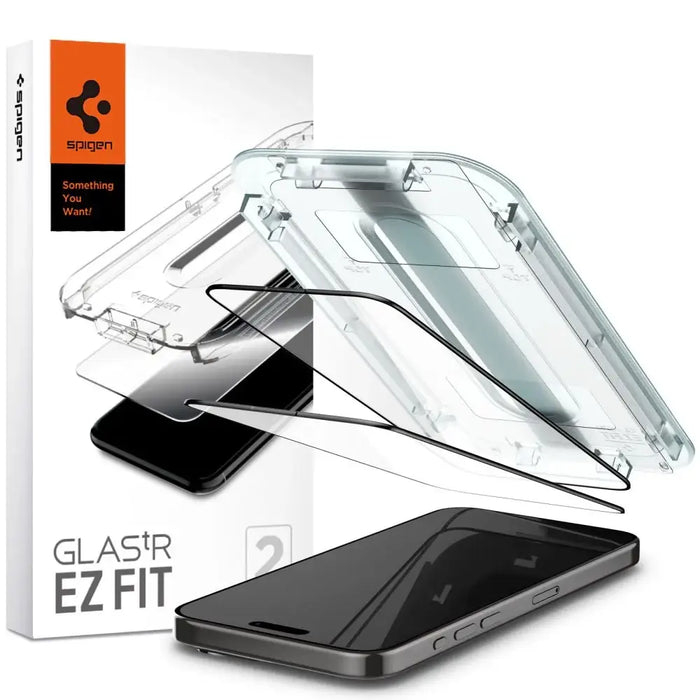 Spigen Glas.tR EZ Fit FC Tempered Glass for iPhone 15 Pro - Black 2 pcs. - Cell phone tempered glass<<<HurtelXML