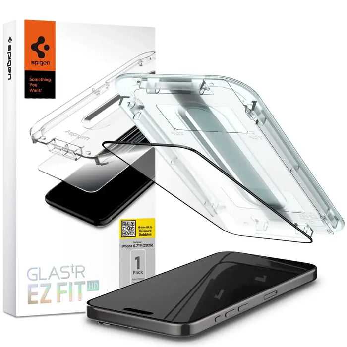 Spigen Glas.tR EZ Fit FC Tempered Glass for iPhone 15 Pro Max - Black - Cell phone tempered glass<<<HurtelXML