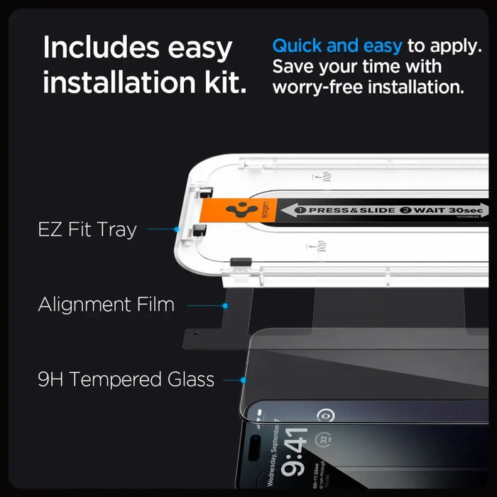 Spigen Glas.tR EZ Fit FC Tempered Glass for iPhone 15 Pro Max - Black - Cell phone tempered glass<<<HurtelXML