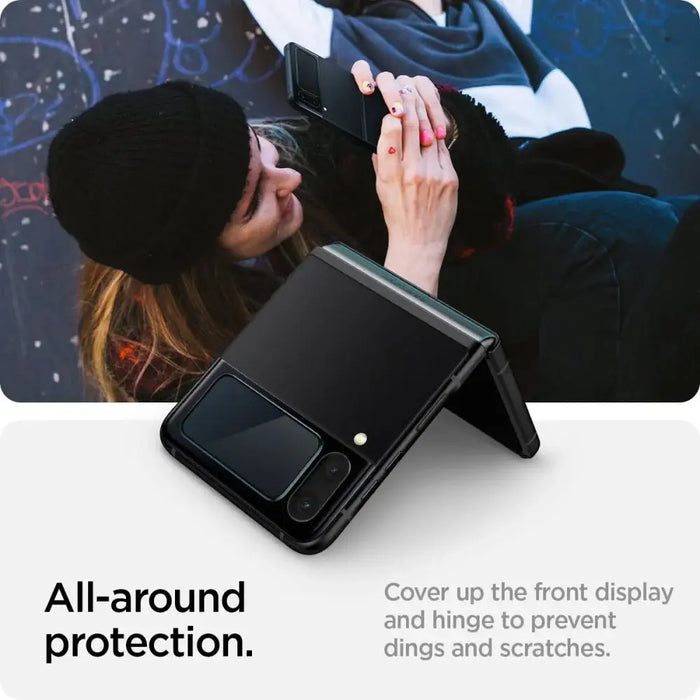 Spigen Glas.tR EZ Fit FC Tempered Glass with Hinge Film for Samsung Galaxy Z Flip 4 - Black 2 pcs. - Cell phone