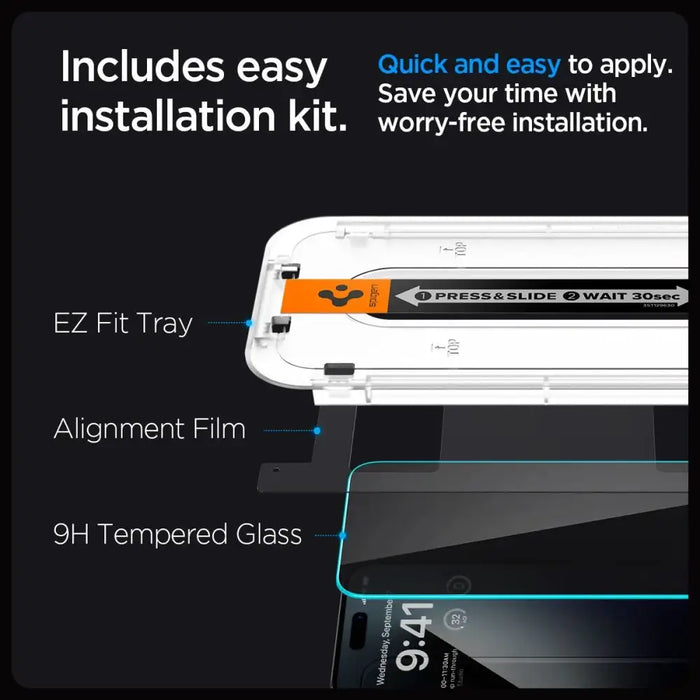 Spigen Glas.tR EZ Fit Privacy Tempered Glass for iPhone 15 Plus - Cell phone tempered glass<<<HurtelXML