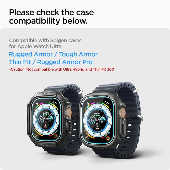 Spigen Glas.tR EZ Fit tempered glass for Apple Watch Ultra / Ultra 2 (49 mm) - 2 pcs. - Cell phone tempered