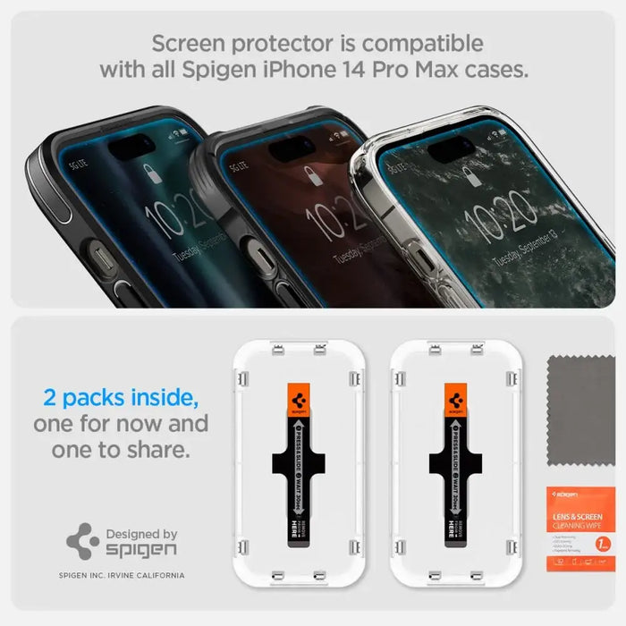 Spigen Glas.tR EZ Fit Tempered Glass for iPhone 14 Pro Max - 2 pcs. - Cell phone tempered glass<<<HurtelXML