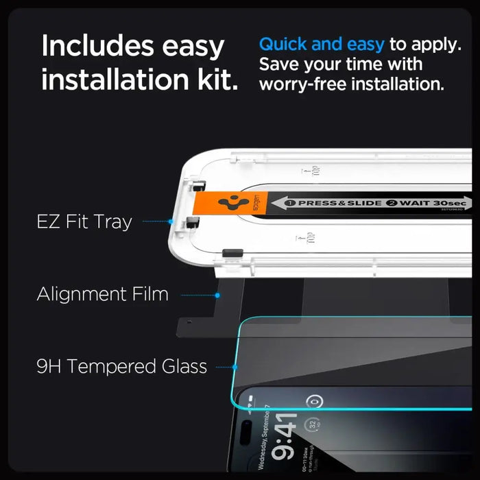 Spigen Glas.tR EZ Fit tempered glass for iPhone 15 Pro - 2 pcs. - Cell phone tempered glass<<<HurtelXML