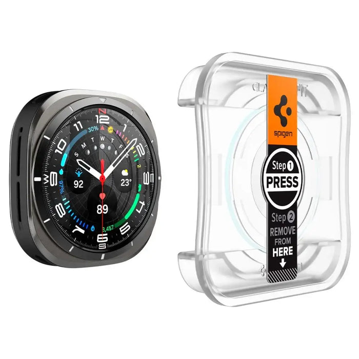 Spigen Glas.TR EZ Fit Tempered Glass for Samsung Galaxy Watch Ultra (47mm) - Clear (2-pack) - Cell phone tempered