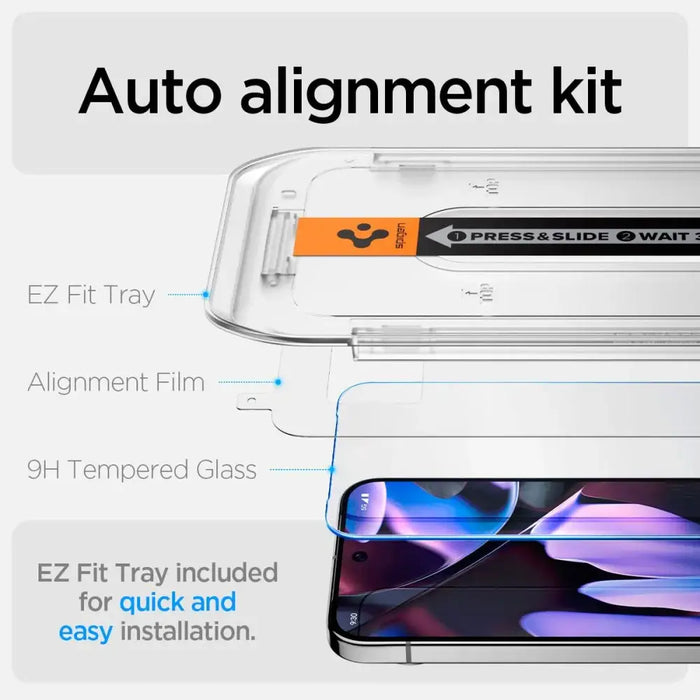 Spigen Glas.tR EZ Fit Tempered Glass with Applicator for Google Pixel 9 / 9 Pro (2 pcs.) - Cell phone tempered