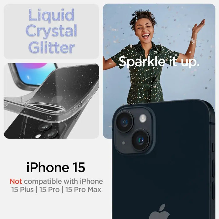 Spigen Liquid Crystal iPhone 15 Case - Clear Glitter - Cell phone cases and covers<<<HurtelXML