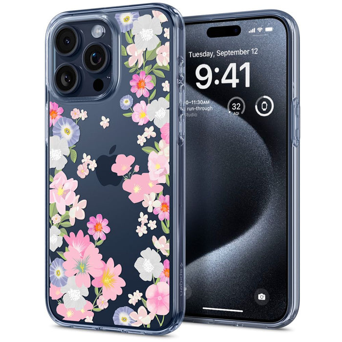 Spigen Liquid Crystal iPhone 15 Pro Case - Pink and Blue Flowers - Cell phone cases and covers<<<HurtelXML