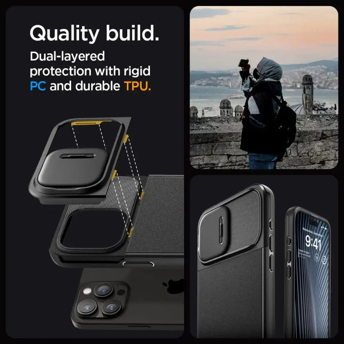 Spigen Optik Armor Mag Case with MagSafe for iPhone 15 Pro Max - Black - Cell phone cases and covers<<<HurtelXML