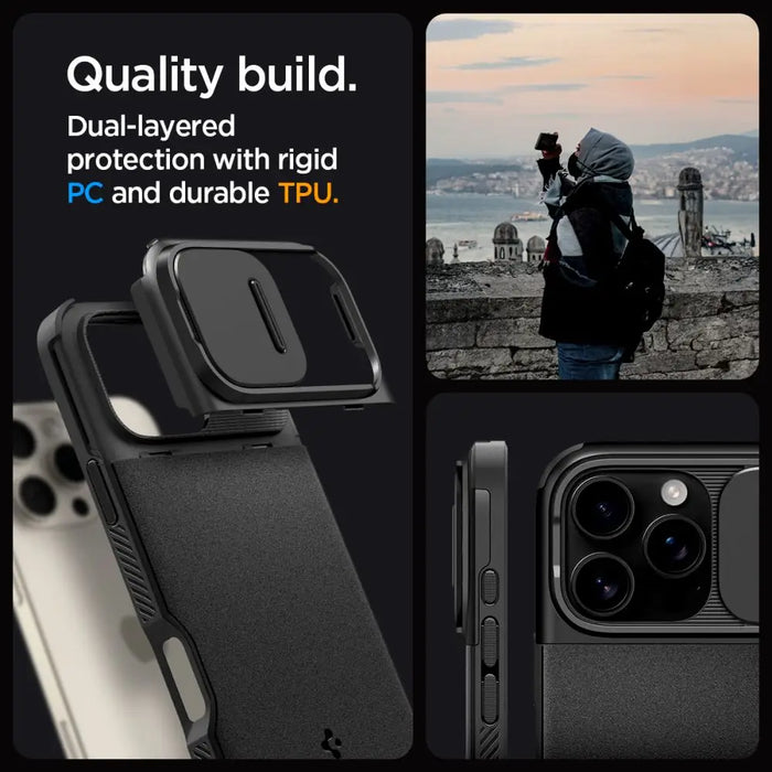 Spigen Optik Armor Mag case with MagSafe for iPhone 16 Pro - black - Cell phone cases and covers<<<HurtelXML