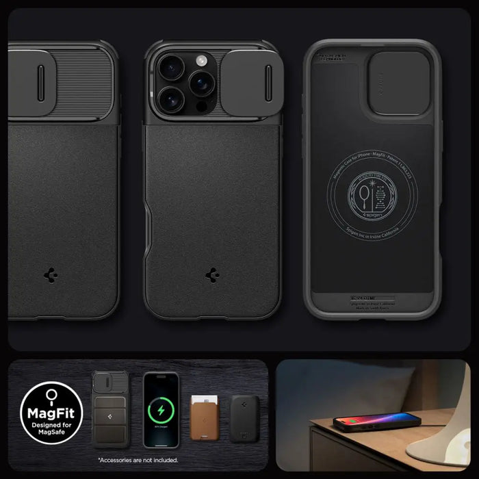 Spigen Optik Armor Mag Case with MagSafe for iPhone 16 Pro Max - Black - Cell phone cases and covers<<<HurtelXML