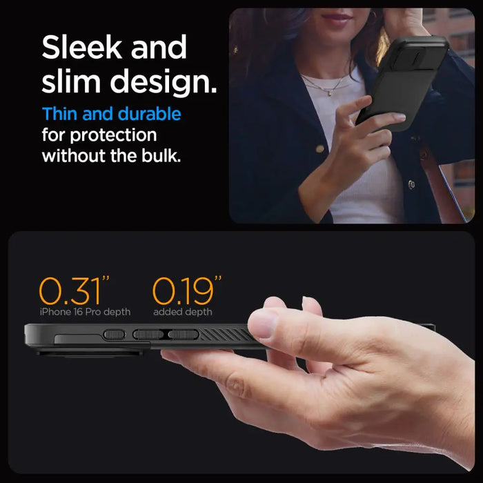 Spigen Optik Armor Mag Case with MagSafe for iPhone 16 Pro Max - Black - Cell phone cases and covers<<<HurtelXML