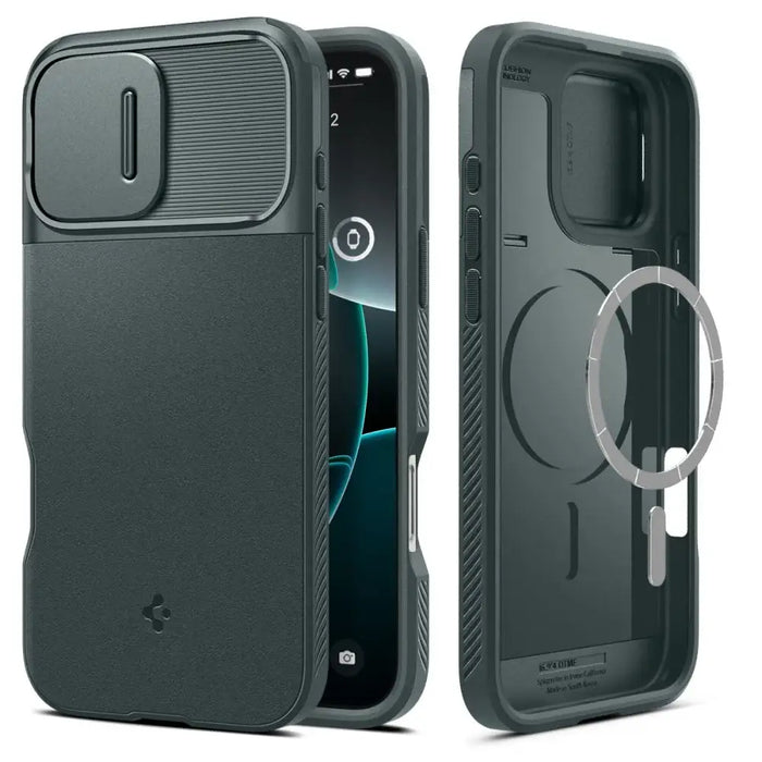Spigen Optik Armor Mag Case with MagSafe for iPhone 16 Pro Max - Green - Cell phone cases and covers<<<HurtelXML