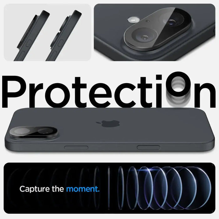 Spigen Optik GLAS.TR Camera Protector 2-PACK for iPhone 16 / 16 PLUS - Black - Cell phone tempered glass<<<HurtelXML