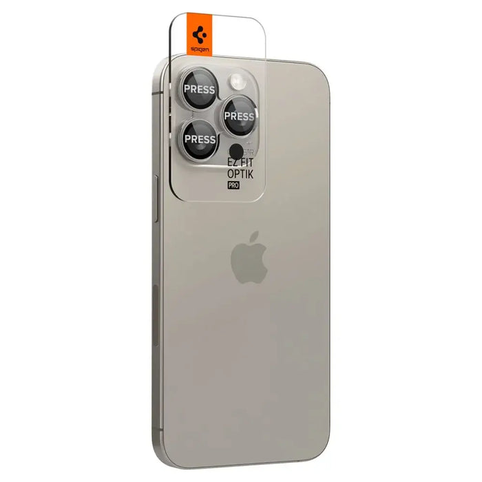 Spigen Optik.tR EZ Fit Camera Protector for iPhone 14 Pro / Pro Max / 15 Pro / Pro Max - Natural Titanium 2 pcs. - Cell