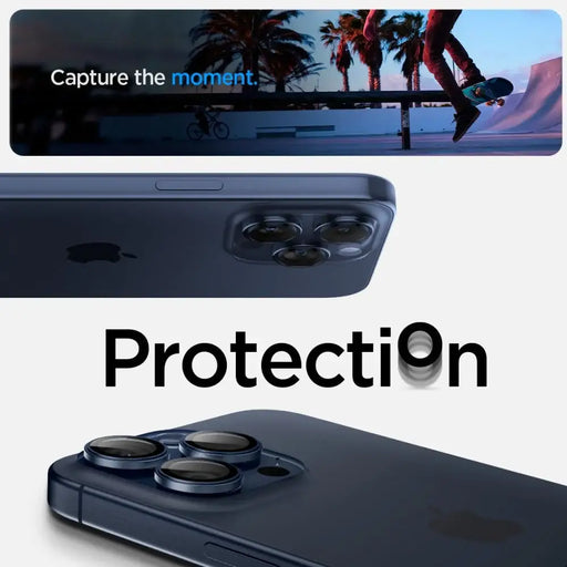 Spigen Optik.tR EZ Fit Camera Protector for iPhone 14 Pro / Pro Max / 15 Pro / Pro Max - Titanium Blue 2 pcs. - Cell