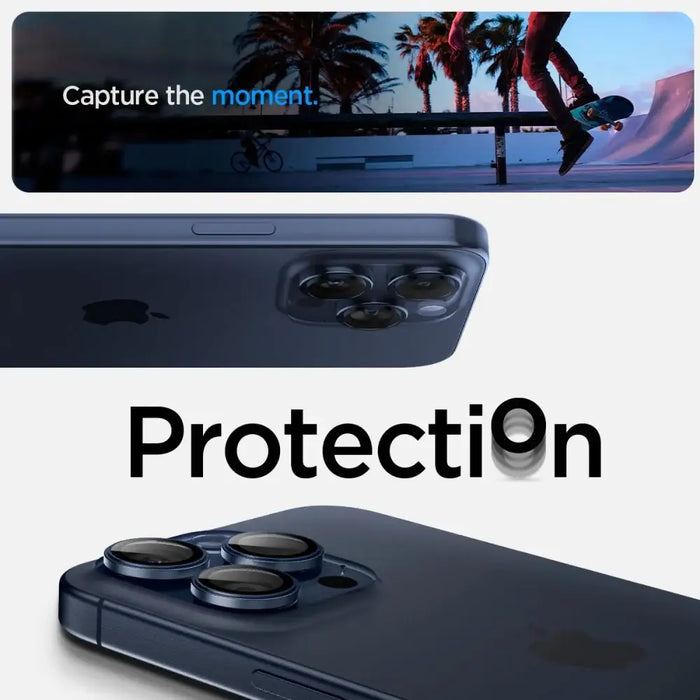 Spigen Optik.tR EZ Fit Camera Protector for iPhone 14 Pro / Pro Max / 15 Pro / Pro Max - Titanium Blue 2 pcs. - Cell