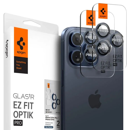 Spigen Optik.tR EZ Fit Camera Protector for iPhone 14 Pro / Pro Max / 15 Pro / Pro Max - Titanium Blue 2 pcs. - Cell