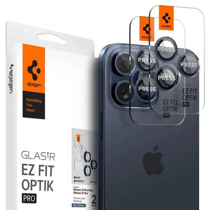 Spigen Optik.tR EZ Fit Camera Protector for iPhone 14 Pro / Pro Max / 15 Pro / Pro Max - Titanium Blue 2 pcs. - Cell
