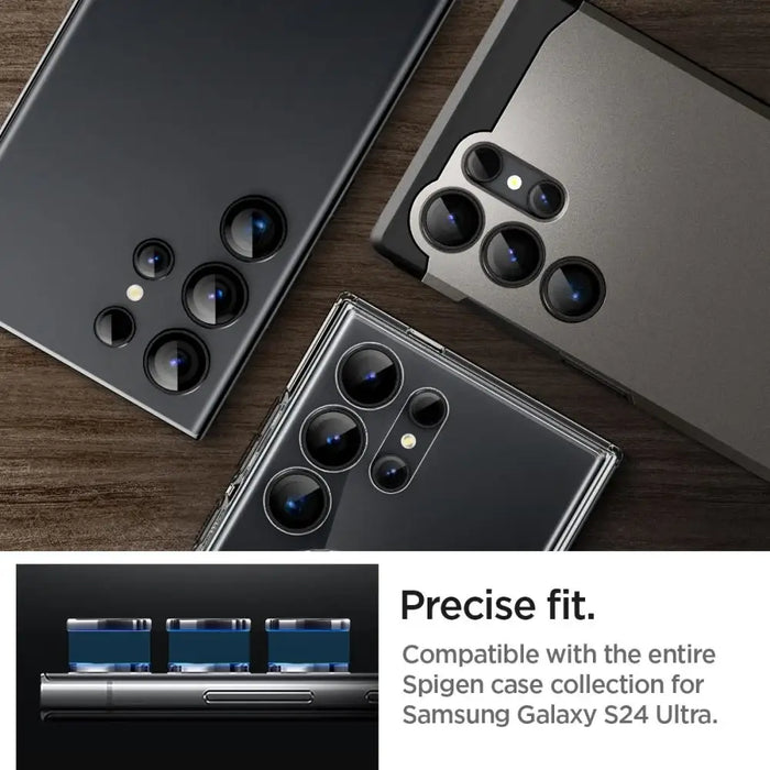 Spigen Optik.tR EZ Fit Camera Protector for Samsung Galaxy S24 Ultra - Black 2 pcs. - Cell phone tempered