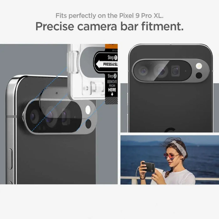 Spigen Optik.tR Ez Fit Tempered Glass Camera Screen Protector for Google Pixel 9 Pro XL (2-Pack) - Cell phone tempered