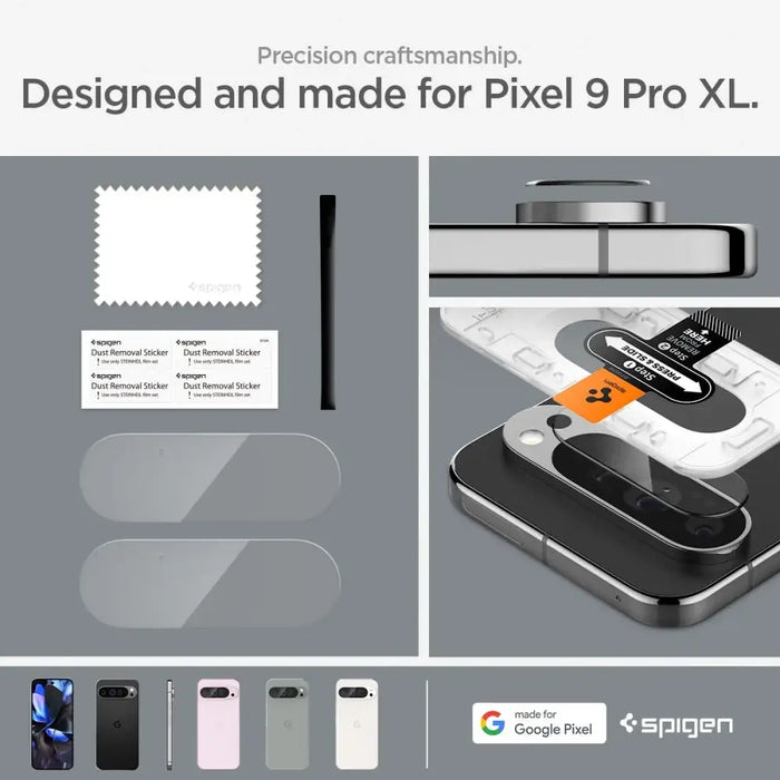 Spigen Optik.tR Ez Fit Tempered Glass Camera Screen Protector for Google Pixel 9 Pro XL (2-Pack) - Cell phone tempered