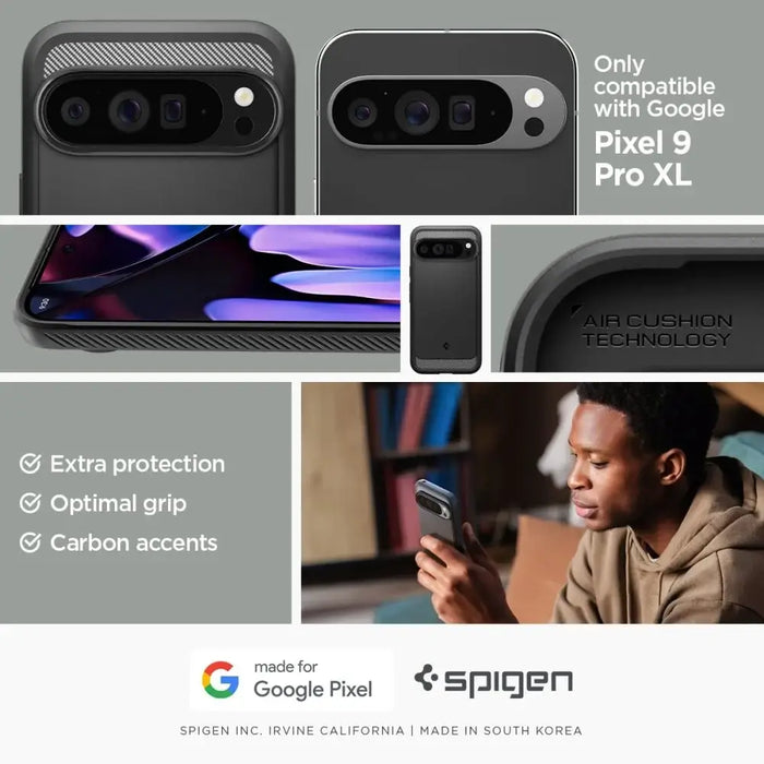 Spigen Rugged Armor Case for Google Pixel 9 Pro XL - Black - Cell phone cases and covers<<<HurtelXML
