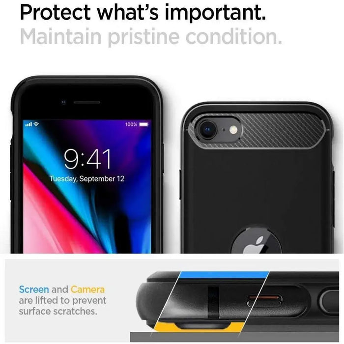 Spigen Rugged Armor Case for iPhone SE 2020 / 2022 - Black - Cell phone cases and covers<<<HurtelXML