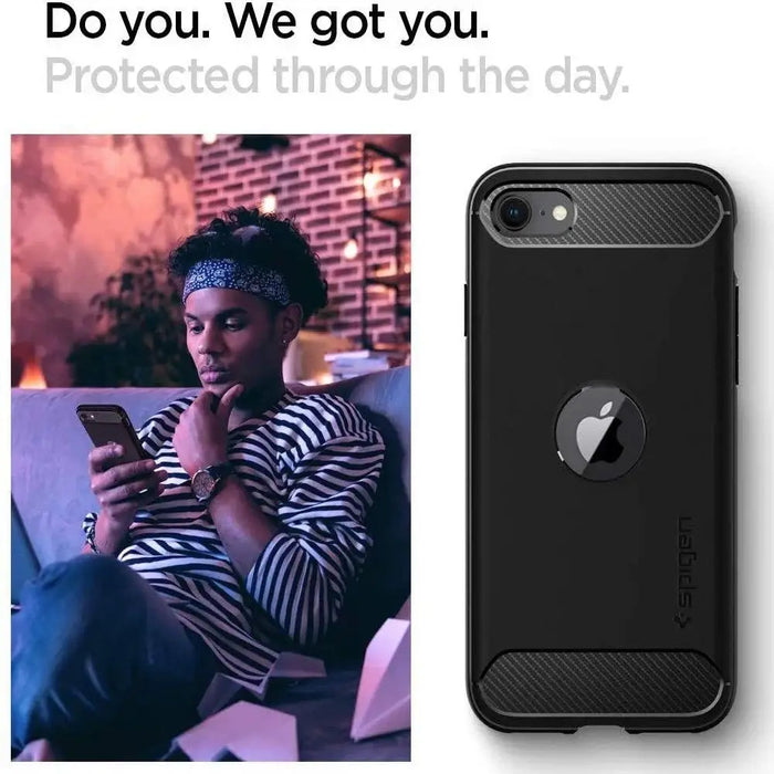 Spigen Rugged Armor Case for iPhone SE 2020 / 2022 - Black - Cell phone cases and covers<<<HurtelXML