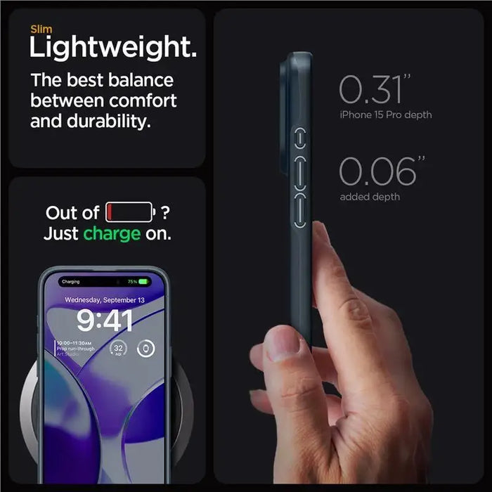 Spigen Thin Fit iPhone 15 Pro Case - Navy Blue - Cell phone cases and covers<<<HurtelXML