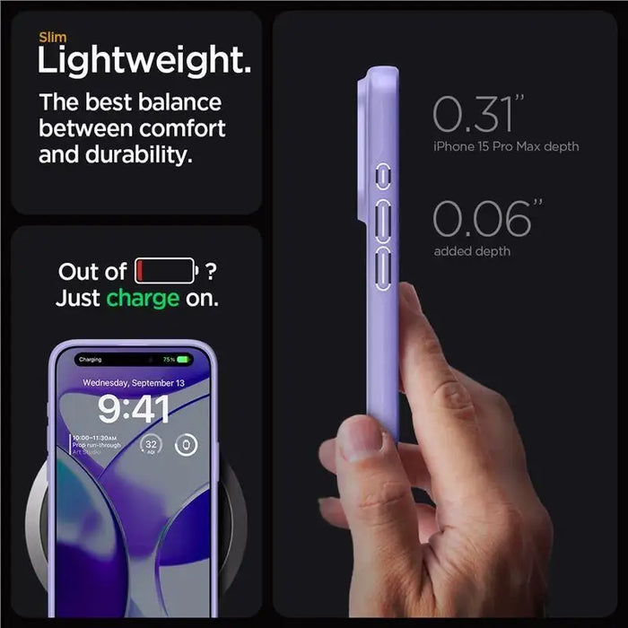 Spigen Thin Fit iPhone 15 Pro Max Case - Purple - Cell phone cases and covers<<<HurtelXML