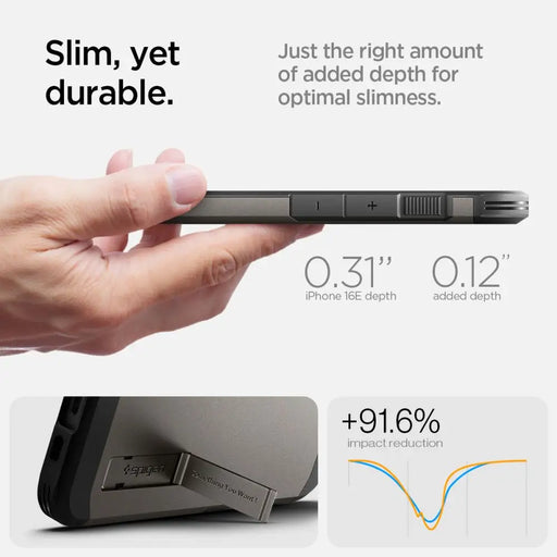 Spigen Tough Armor Case with MagSafe for iPhone 16e with Stand - Gray - Cell phone cases and covers<<<HurtelXML