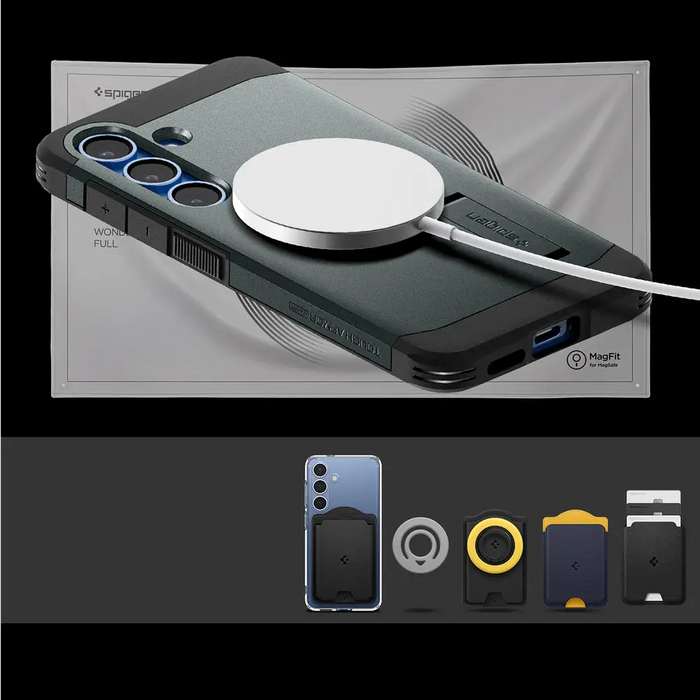 Spigen Tough Armor MagSafe Case for Samsung Galaxy S25+ - Green - Cell phone cases and covers<<<HurtelXML