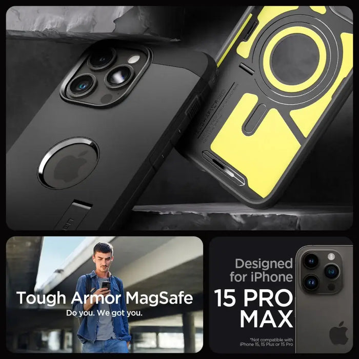 Spigen Tough Armor MagSafe iPhone 15 Pro Max Case - Black - Cell phone cases and covers<<<HurtelXML