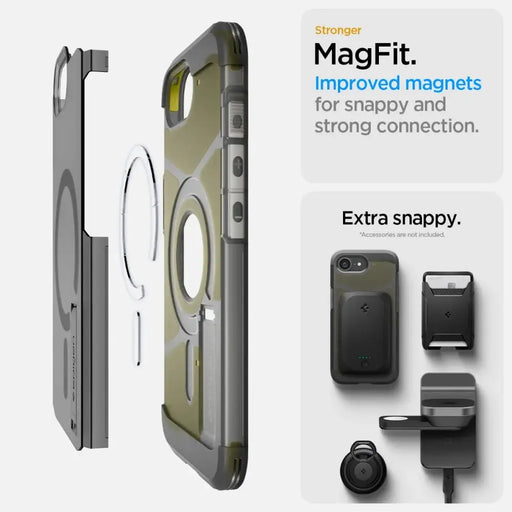 Spigen Tough Armor MagSafe iPhone 16e Case - Clear Gray - Cell phone cases and covers<<<HurtelXML