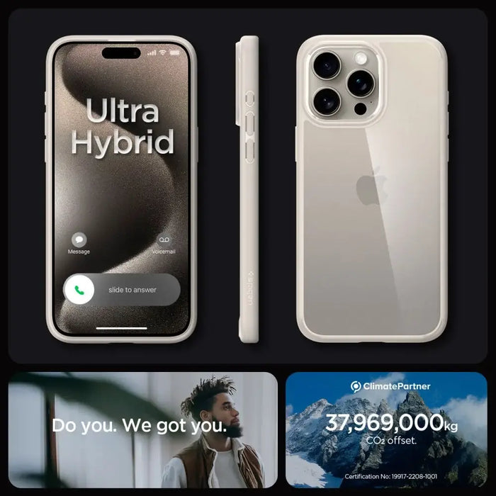Spigen Ultra Hybrid iPhone 15 Pro Max Case - Natural Titanium - Cell phone cases and covers<<<HurtelXML