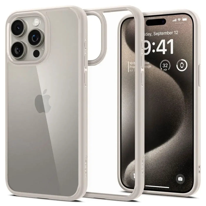 Spigen Ultra Hybrid iPhone 15 Pro Max Case - Natural Titanium - Cell phone cases and covers<<<HurtelXML